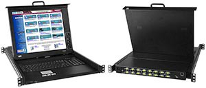 KVM drawer w/ 8-port high density VGA USB KVM switch, 17" (432 mm) LCD, CAC reader compatible