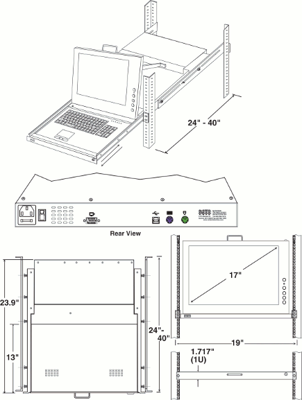 Rackmount USB + PS/2 KVM Drawer with 17" Monitor & Numeric Keypad (RACKMUX-V17-N)