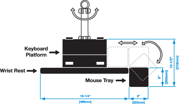 Wallmount Keyboard/Mouse Bracket (ARM-WL-KB-BR)